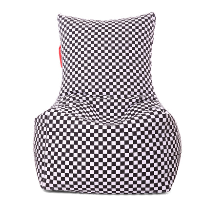 Style Homez Classic Cotton Canvas Chair Bean Bag, Checkered Printed XXXL Size Filled with Beans Fillers