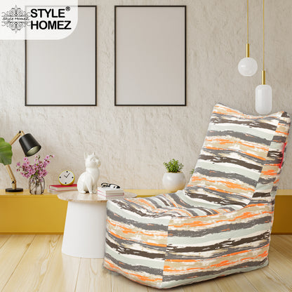 Style Homez Classic Cotton Canvas Chair Bean Bag, Stripes Printed XXXL Size Filled with Beans Fillers