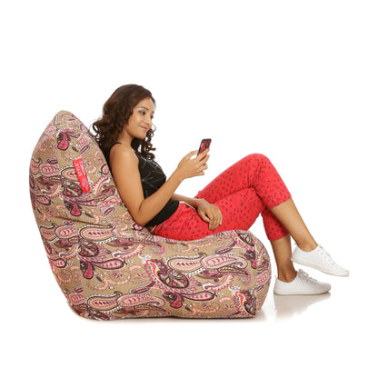 Style Homez Classic Chair  Cotton Canvas Paisley Printed XXXL Size Filled with Beans Fillers