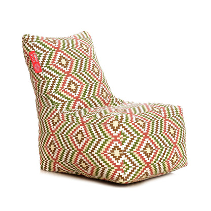 Style Homez Classic Chair  Cotton Canvas IKAT Printed XXXL Size Filled with Beans Fillers