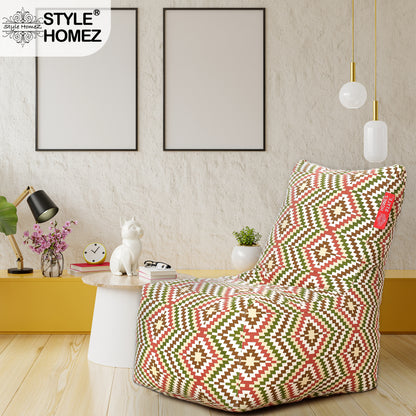Style Homez Classic Chair  Cotton Canvas IKAT Printed XXXL Size Filled with Beans Fillers
