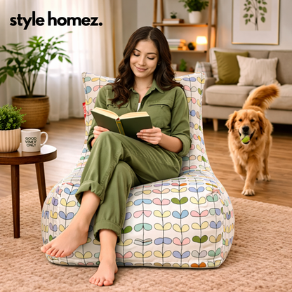 Style Homez Classic Chair  Cotton Canvas Abstract Printed XXXL Size Filled with Beans Fillers