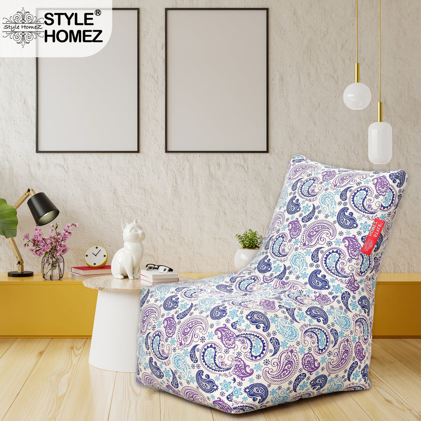 Style Homez Classic Cotton Canvas Chair Bean Bag, Paisley Printed XXXL Size Filled with Beans Fillers