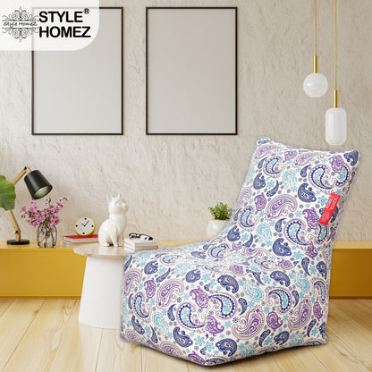 Style Homez Classic Cotton Canvas Chair Bean Bag, Paisley Printed XXXL Size Filled with Beans Fillers