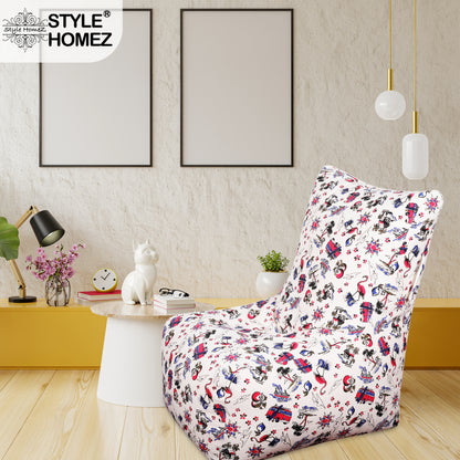 Style Homez Classic Cotton Canvas Chair Bean Bag, Abstract Printed XXXL Size Filled with Beans Fillers