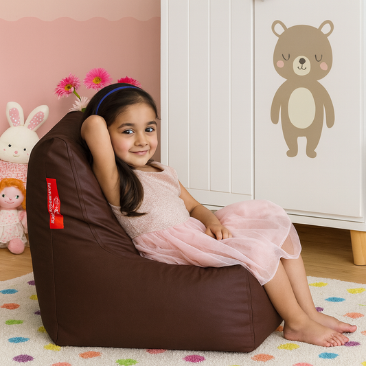 Style Homez Premium Leatherette Bean Bag L Size Chair Chocolate Brown Color Filled with Beans Fillers