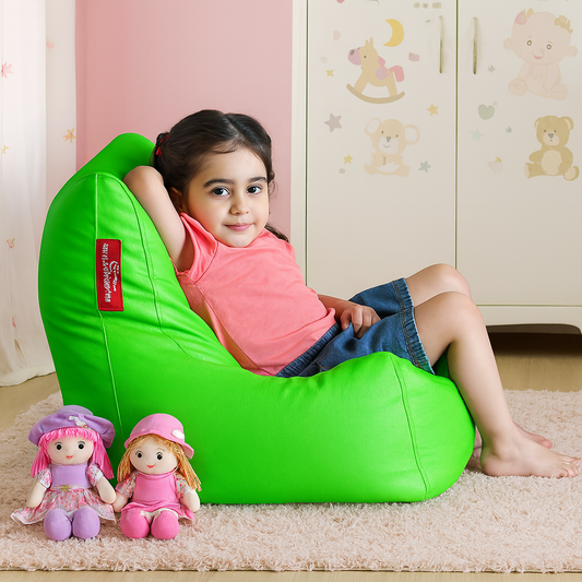 Style Homez Premium Leatherette Bean Bag L Size Chair Green Color Filled with Beans Fillers