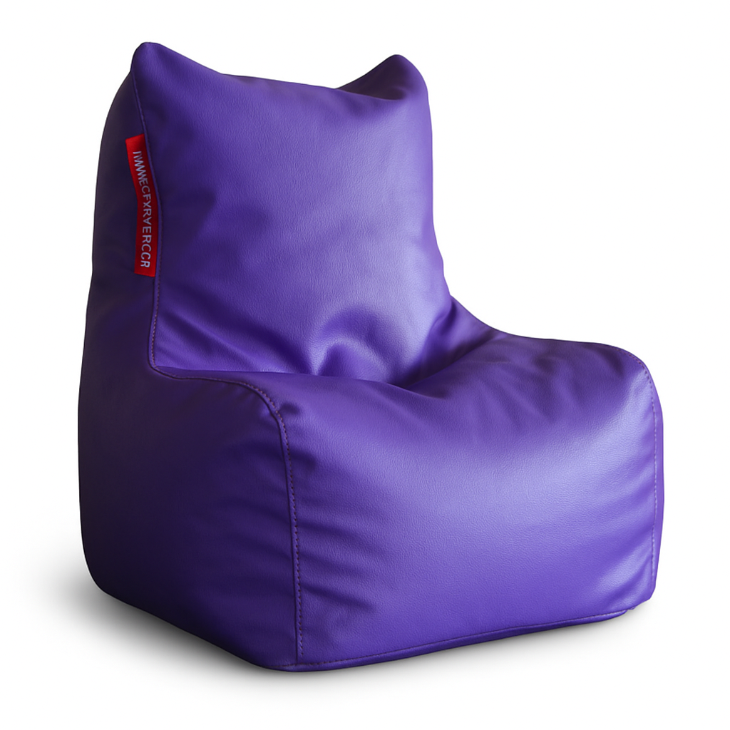 Style Homez Premium Leatherette Bean Bag L Size Chair Purple Color Filled with Beans Fillers