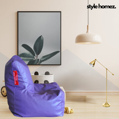 Style Homez Premium Leatherette Bean Bag L Size Chair Purple Color Filled with Beans Fillers