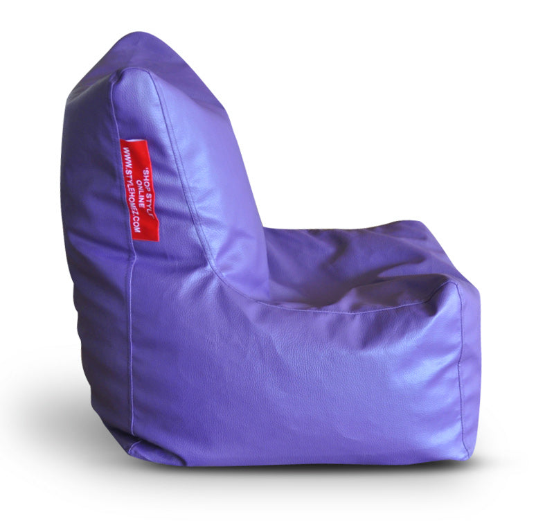 Style Homez Premium Leatherette Bean Bag L Size Chair Purple Color Filled with Beans Fillers