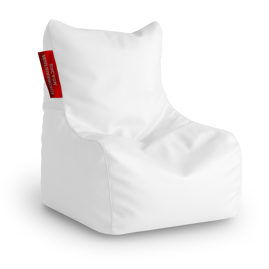Style Homez Premium Leatherette Bean Bag L Size Chair White Color Filled with Beans Fillers