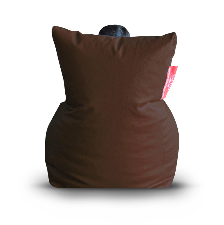Style Homez Premium Leatherette XL Bean Bag Chair Choclate Brown Color Filled with Beans Fillers