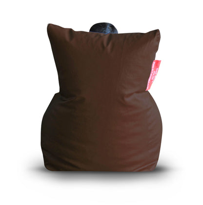 Style Homez Premium Leatherette XL Bean Bag Chair Choclate Brown Color Filled with Beans Fillers
