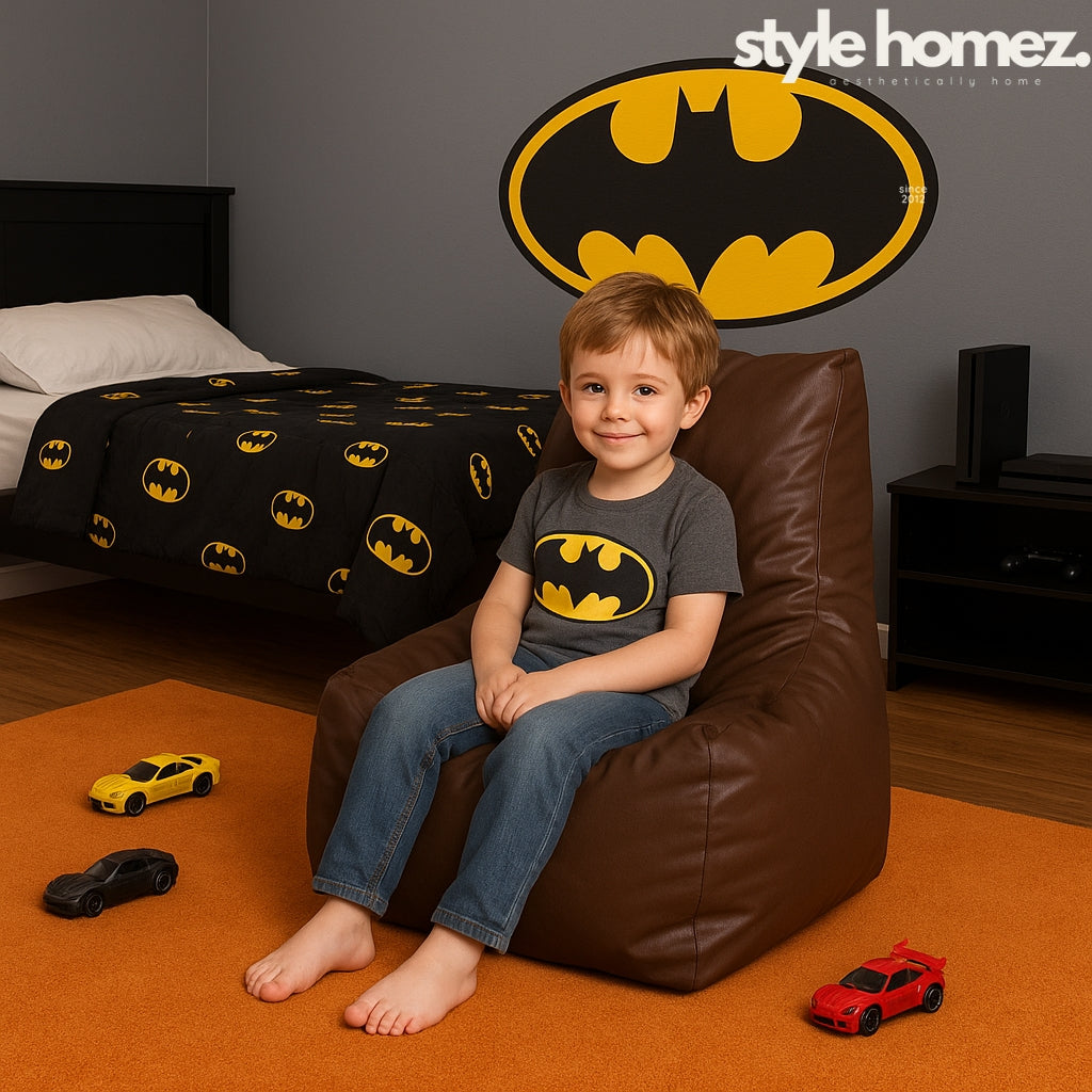 Style Homez Premium Leatherette XL Bean Bag Chair Choclate Brown Color Filled with Beans Fillers