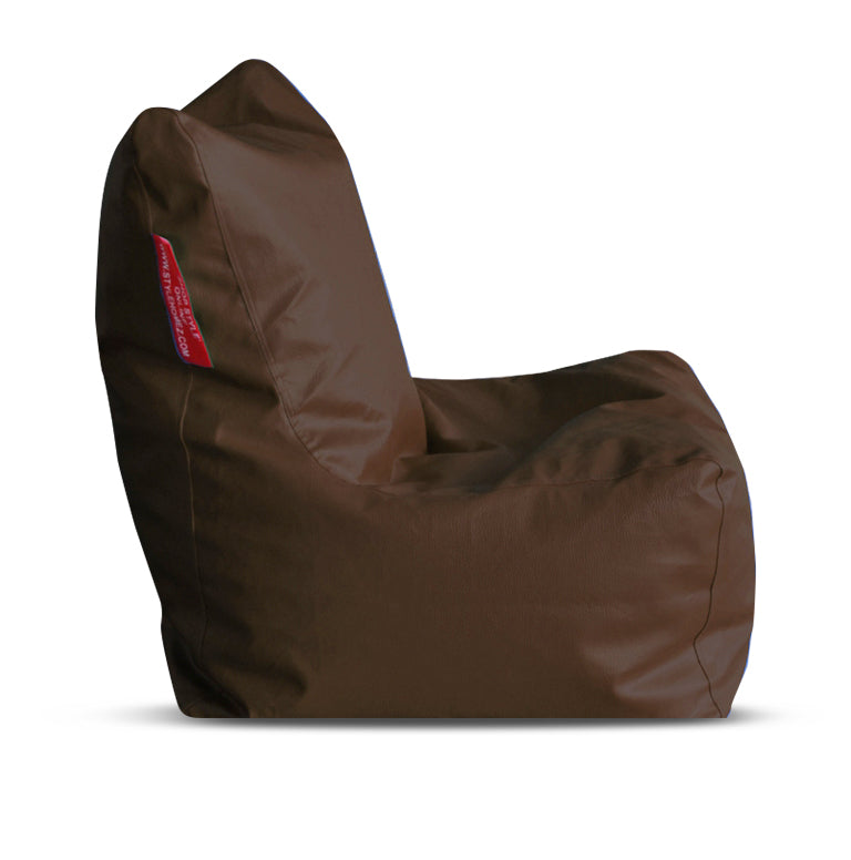 Style Homez Premium Leatherette XL Bean Bag Chair Choclate Brown Color Filled with Beans Fillers