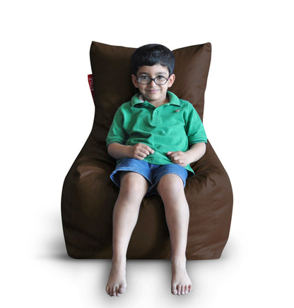 Style Homez Premium Leatherette XL Bean Bag Chair Choclate Brown Color Filled with Beans Fillers