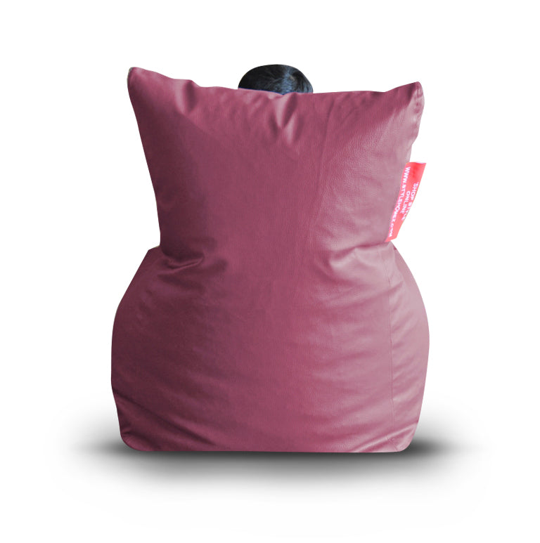 Style Homez Premium Leatherette XXL Bean Bag Chair Maroon Color Filled with Beans Fillers