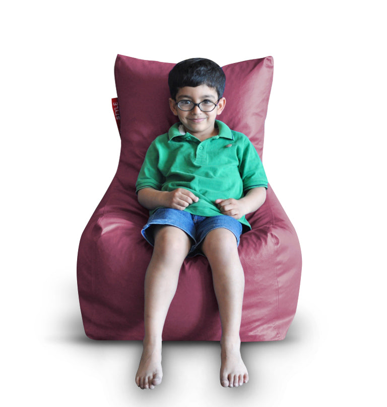 Style Homez Premium Leatherette XXL Bean Bag Chair Maroon Color Filled with Beans Fillers