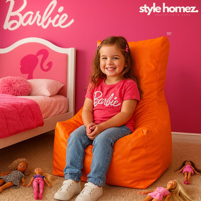 Style Homez Premium Leatherette XL Bean Bag Chair Orange Color Filled with Beans Fillers