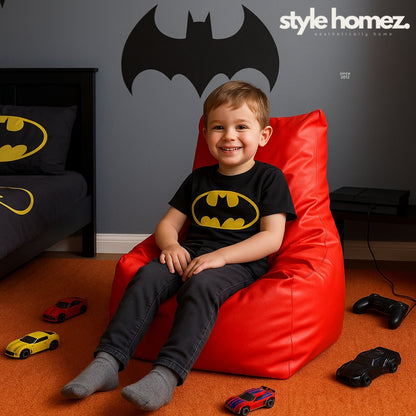 Style Homez Premium Leatherette XL Bean Bag Chair Red Color Filled with Beans Fillers
