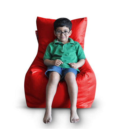 Style Homez Premium Leatherette XL Bean Bag Chair Red Color Filled with Beans Fillers