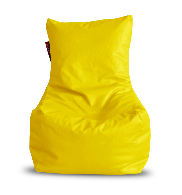 Style Homez Premium Leatherette XL Bean Bag Chair Yellow Color Filled with Beans Fillers