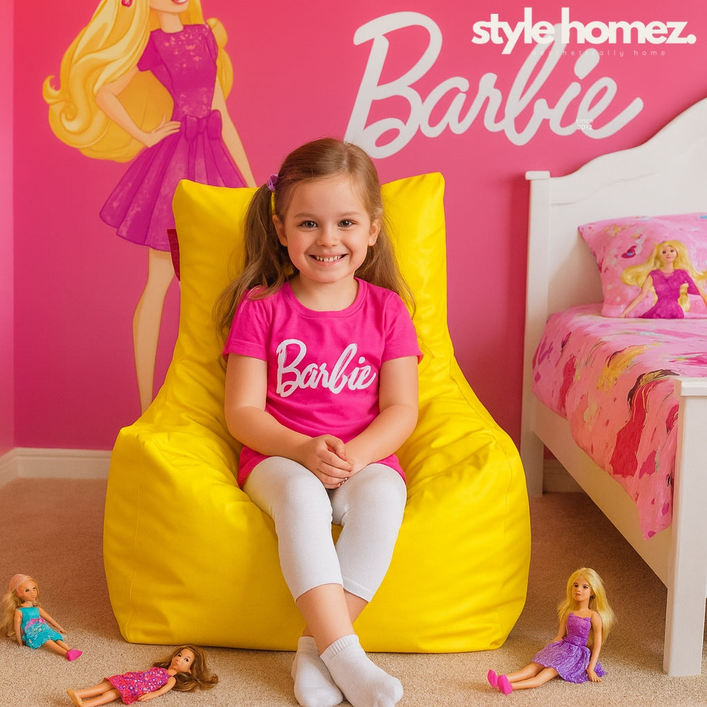 Style Homez Premium Leatherette XL Bean Bag Chair Yellow Color Filled with Beans Fillers