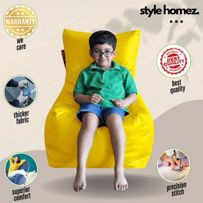 Style Homez Premium Leatherette XL Bean Bag Chair Yellow Color Filled with Beans Fillers