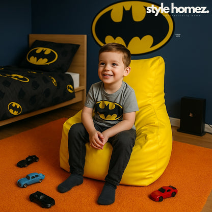 Style Homez Premium Leatherette XL Bean Bag Chair Yellow Color Filled with Beans Fillers