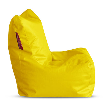 Style Homez Premium Leatherette XL Bean Bag Chair Yellow Color Filled with Beans Fillers