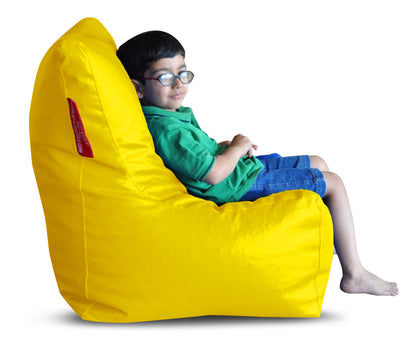 Style Homez Premium Leatherette XL Bean Bag Chair Yellow Color Filled with Beans Fillers