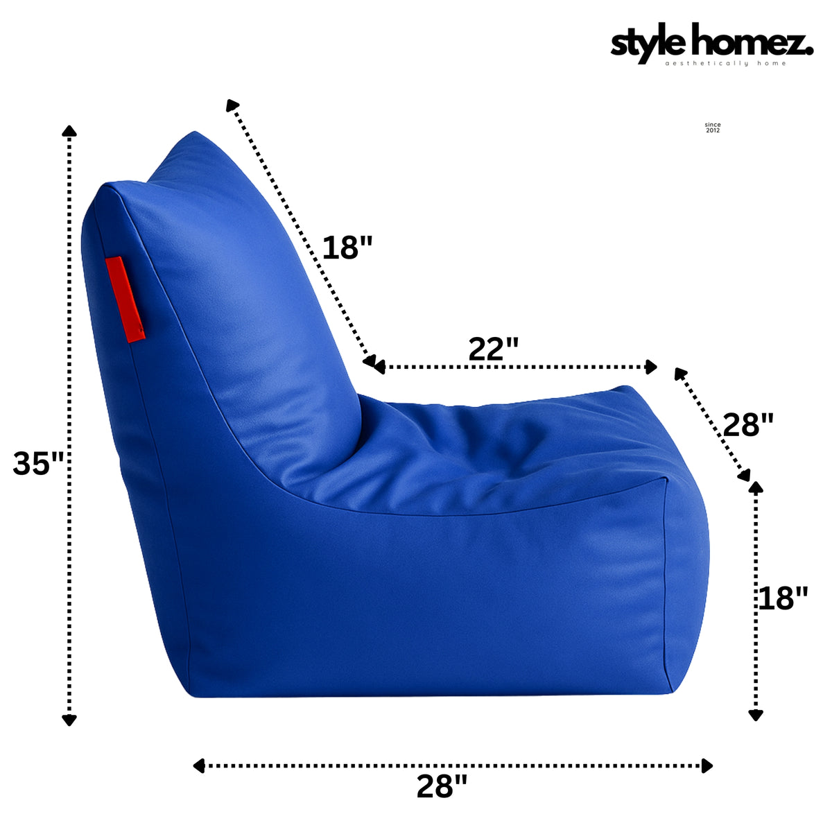 Style Homez Premium Leatherette XXL Bean Bag Chair Blue Color Filled with Beans Fillers