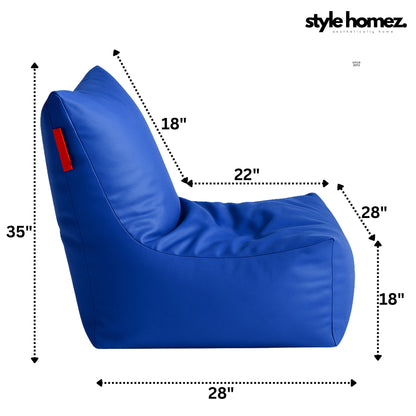 Style Homez Premium Leatherette XXL Bean Bag Chair Blue Color Filled with Beans Fillers