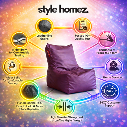 Style Homez Urban Design LUXE FUR Velvet Chair Bean Bag XXL Size, Maroon & White FUR Cover Only