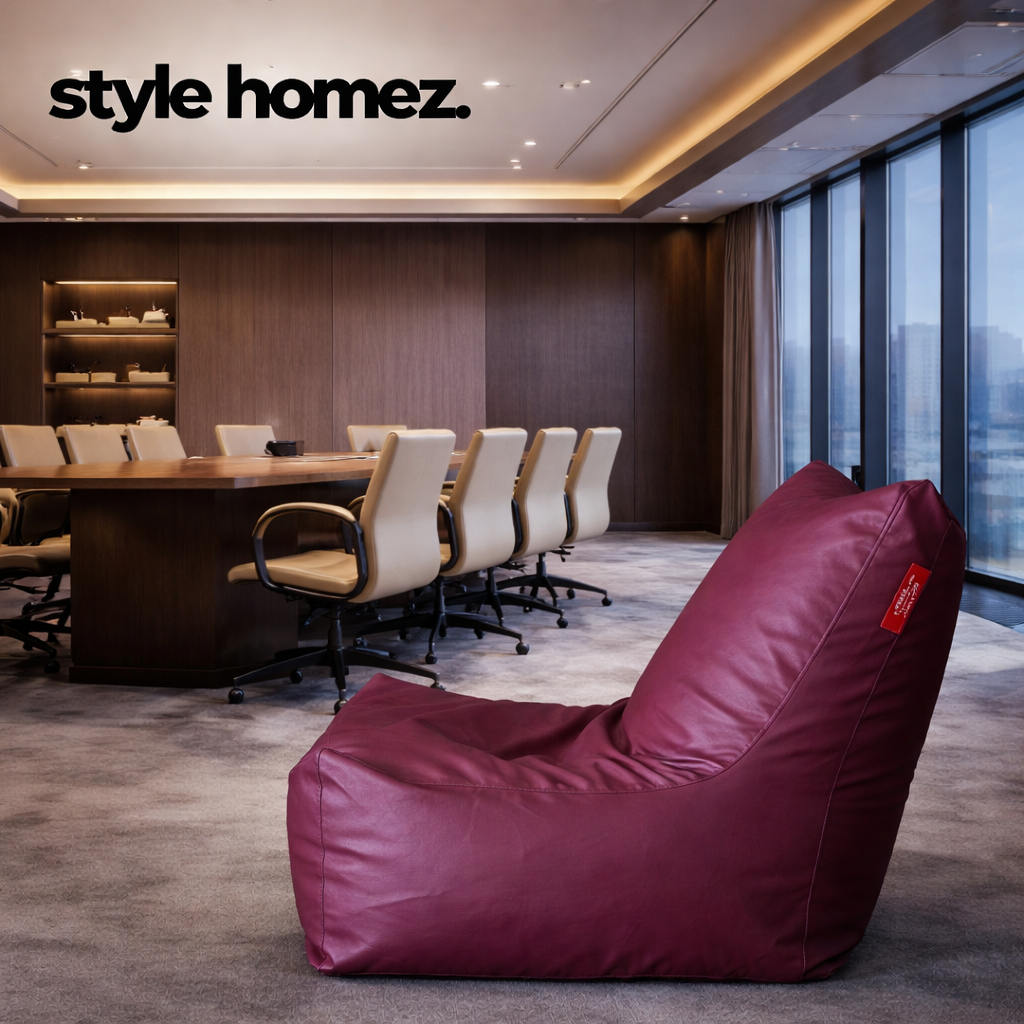 Style Homez Urban Design LUXE FUR Velvet Chair Bean Bag XXL Size, Maroon & White FUR Cover Only