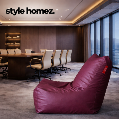 Style Homez Urban Design LUXE FUR Velvet Chair Bean Bag XXL Size, Maroon & White FUR Cover Only