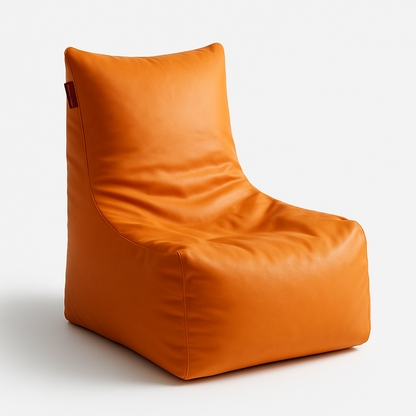 Style Homez Premium Leatherette XXL Bean Bag Chair Orange Color Filled with Beans Fillers