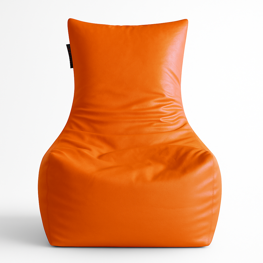 Style Homez Premium Leatherette XXL Bean Bag Chair Orange Color Filled with Beans Fillers