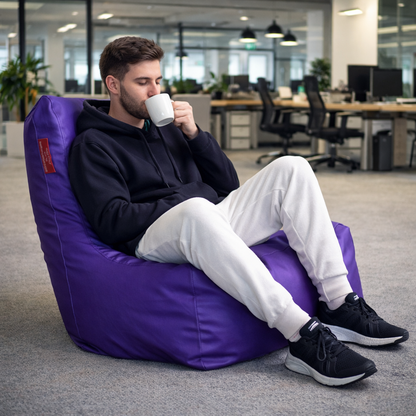 Style Homez Premium Leatherette XXL Bean Bag Chair Purple Color Filled with Beans Fillers