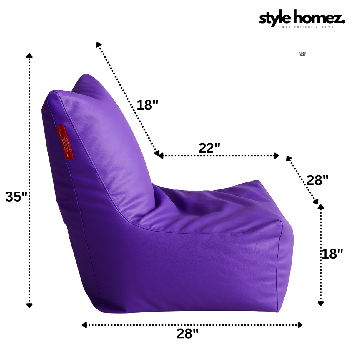 Style Homez Premium Leatherette XXL Bean Bag Chair Purple Color Filled with Beans Fillers