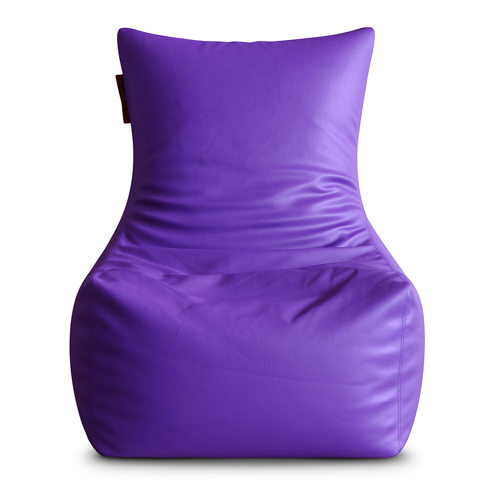 Style Homez Premium Leatherette XXL Bean Bag Chair Purple Color Filled with Beans Fillers