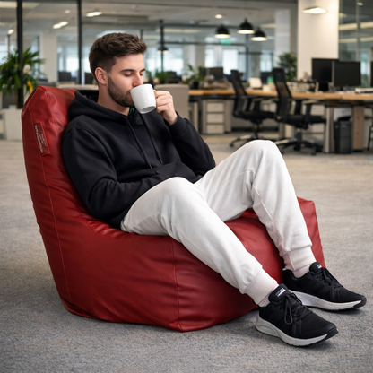 Style Homez Premium Leatherette XXL Bean Bag Chair Red Color, Cover Only