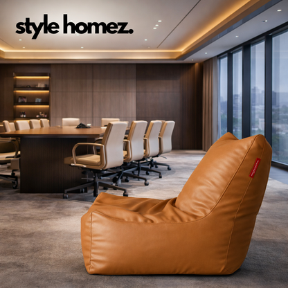 Style Homez Premium Leatherette XXL Bean Bag Chair Tan Color Filled with Beans Fillers