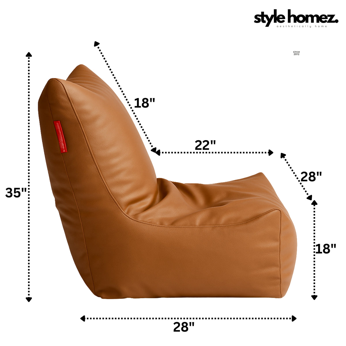 Style Homez Premium Leatherette XXL Bean Bag Chair Tan Color Filled with Beans Fillers