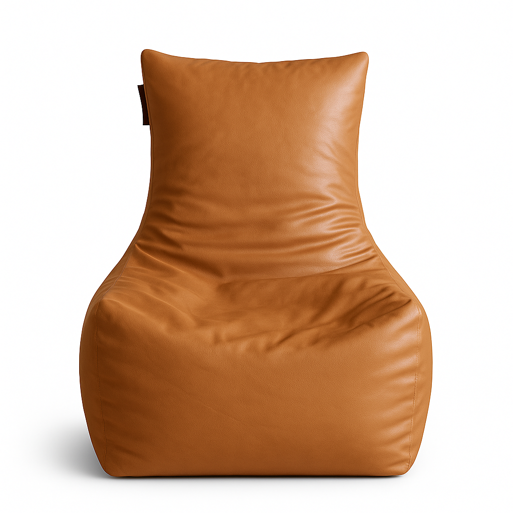 Style Homez Premium Leatherette XXL Bean Bag Chair Tan Color Filled with Beans Fillers