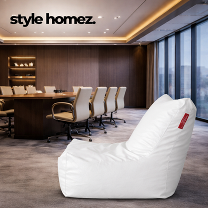 Style Homez Premium Leatherette XXL Bean Bag Chair Elegant White Color Filled with Beans Fillers