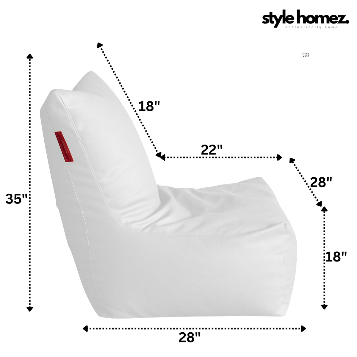 Style Homez Premium Leatherette XXL Bean Bag Chair Elegant White Color Filled with Beans Fillers