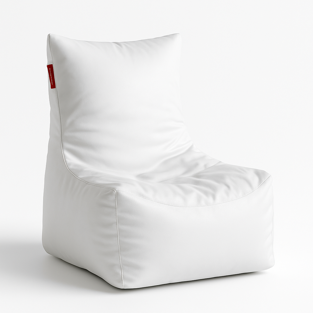 Style Homez Premium Leatherette XXL Bean Bag Chair Elegant White Color Filled with Beans Fillers