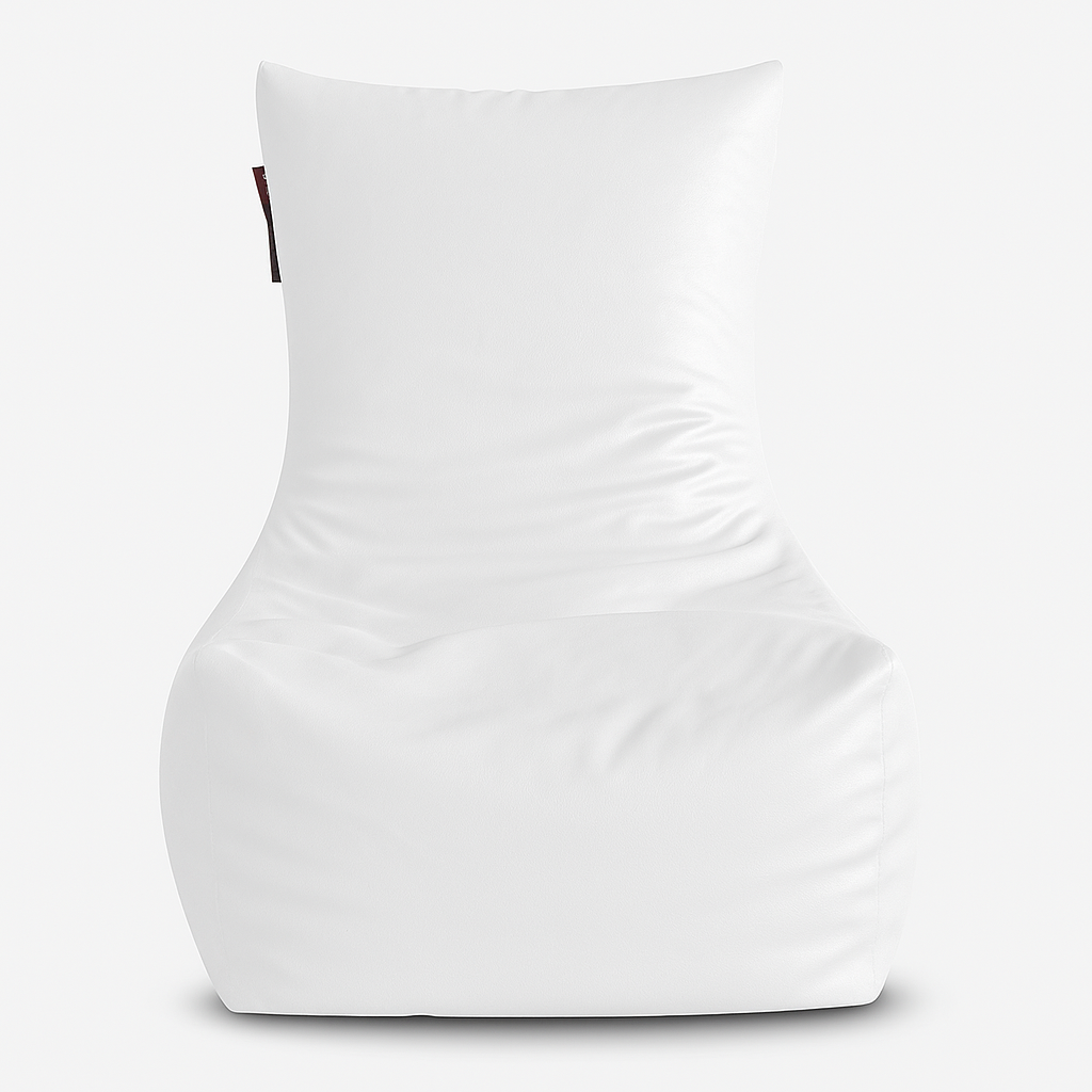Style Homez Premium Leatherette XXL Bean Bag Chair Elegant White Color Filled with Beans Fillers