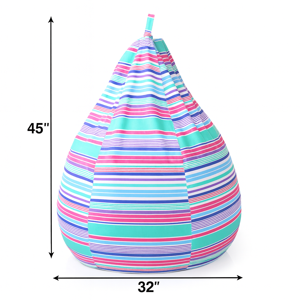 Style Homez Classic Cotton Canvas Stripes Printed Bean Bag Jumbo SAC Size with Bean Bag Refill Fillers